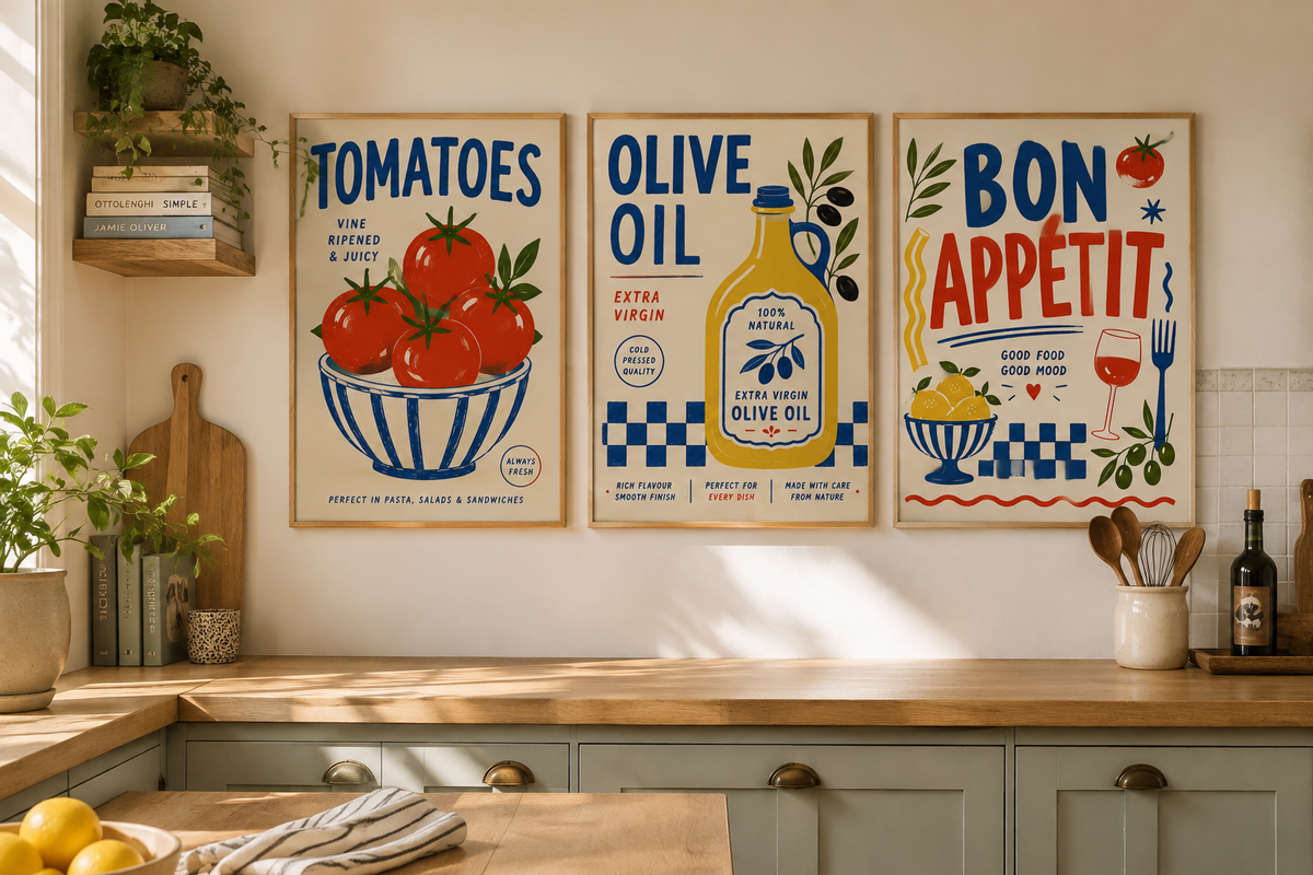 Mediterranean Kitchen Wall Art Set of 3