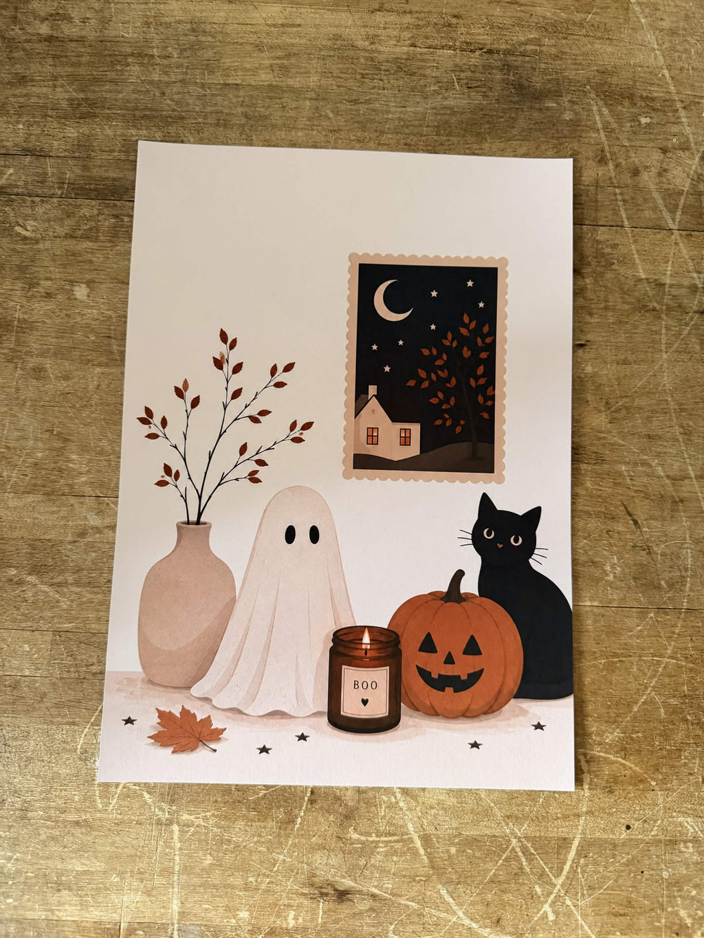 Cosy Halloween Ghost & Black Cat