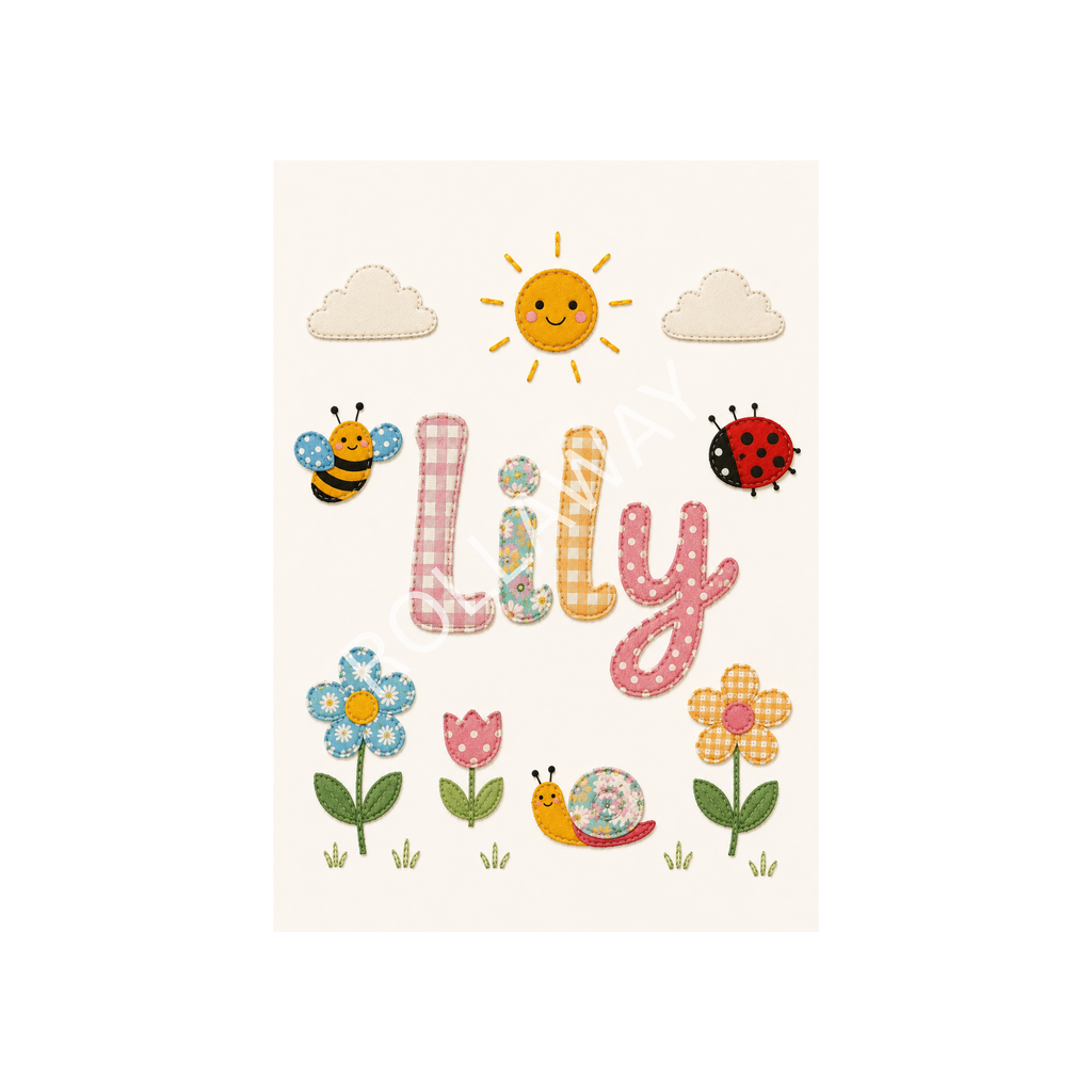 Personalised Patchwork Name Print | Kids & Nursery Wall Art