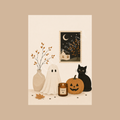 Cosy Halloween Ghost & Black Cat